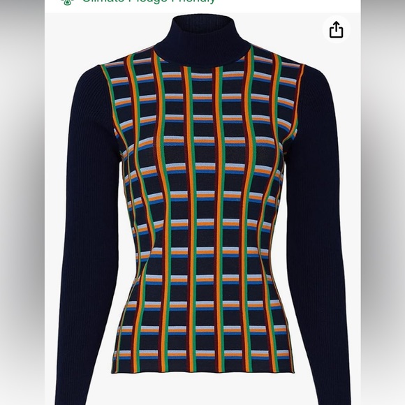Tory Burch Sport Contrast Ribbed Turtleneck - Picture 1 of 1